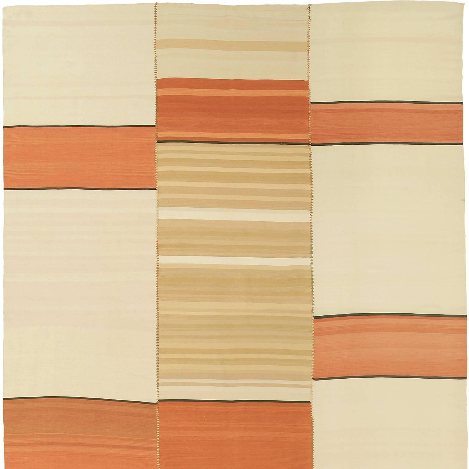 Mid-20th Century 'Linear' Vintage Kilim Composition Carpet In Excellent Condition For Sale In New York, NY