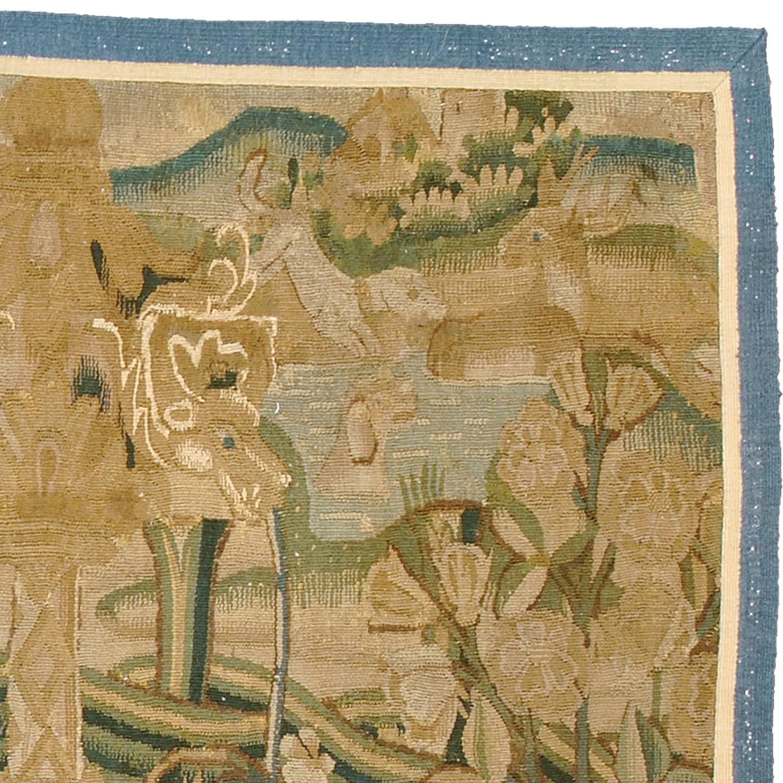 Frühe flämische spätgotische Tapisserie aus dem 16. Jahrhundert, möglicherweise aus Tournai.
Provenienz: Dinolevi, Florenz, um 1960.