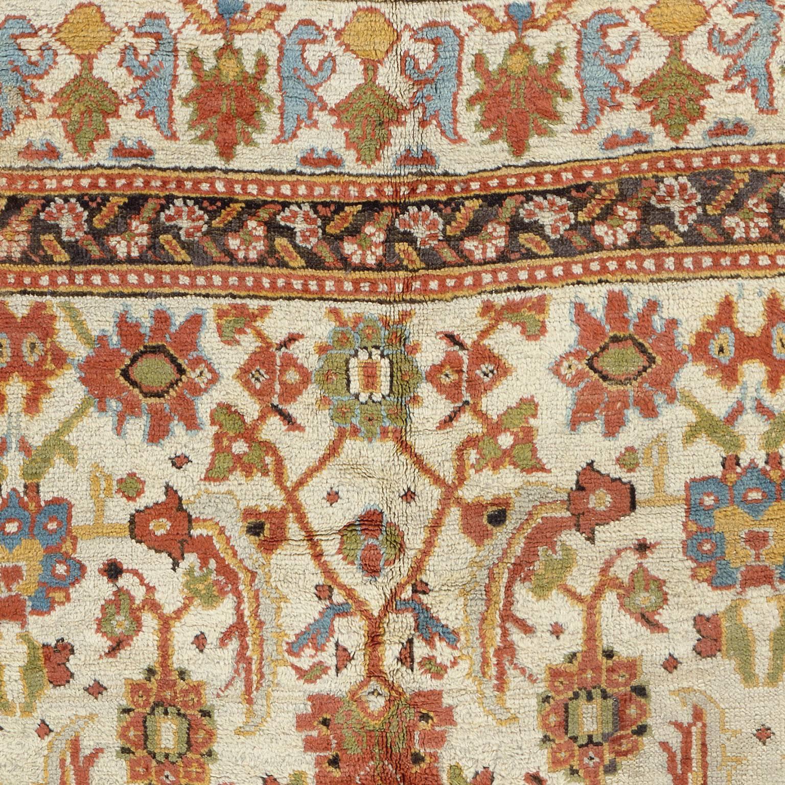 Wool Late 19th Century Turkish Oushak Rug For Sale