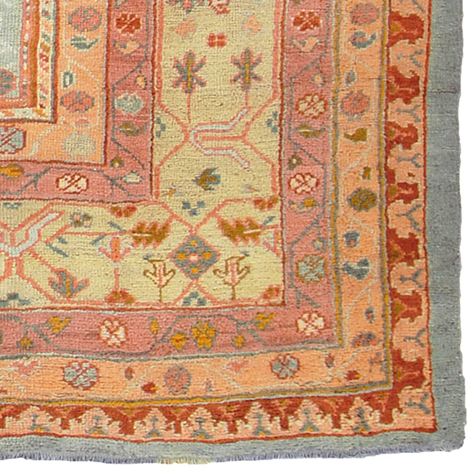Late 19th century Oushak carpet. Provenance: Herrgard utanfor Gavle.