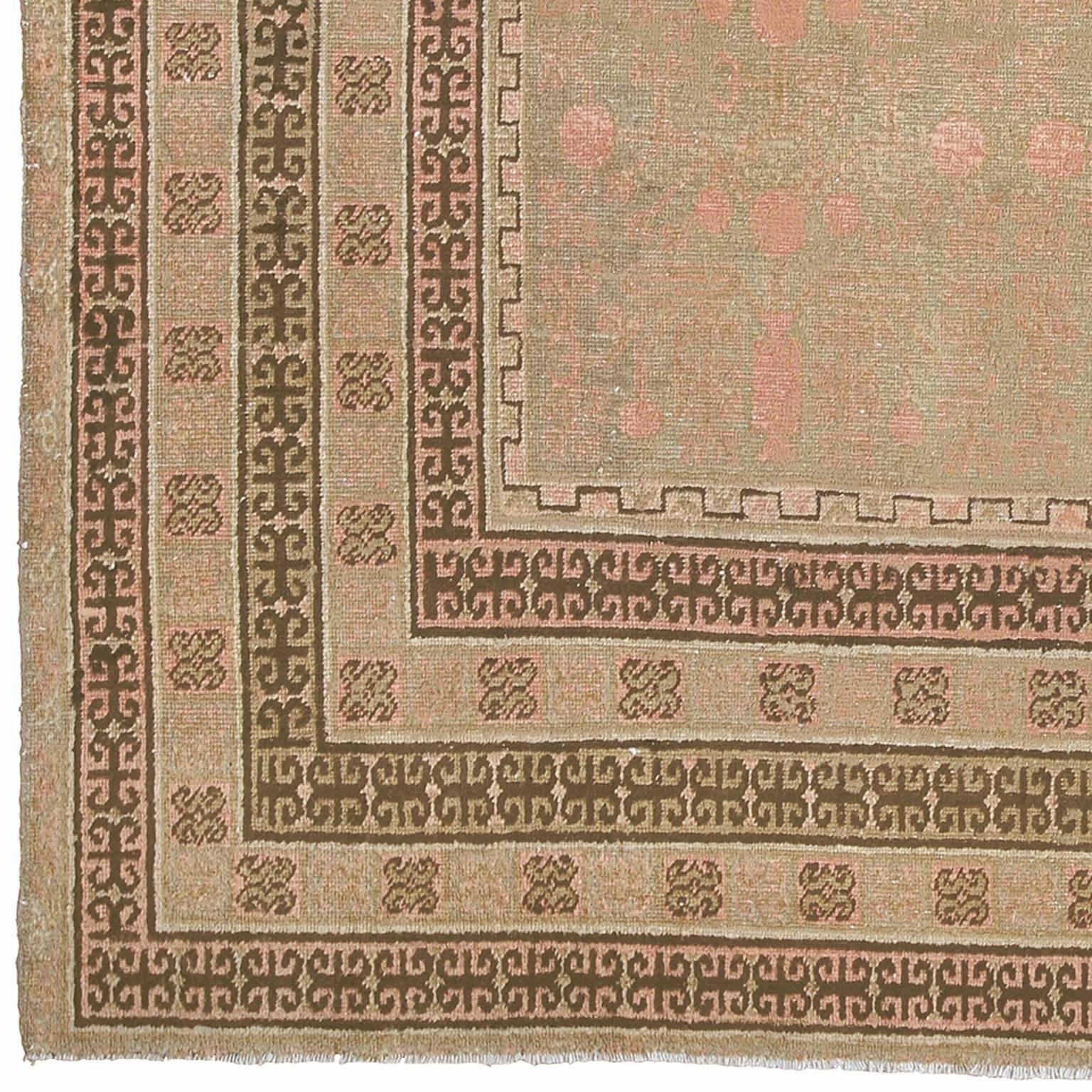 Early 20th century Khotan carpet, East Turkestan.