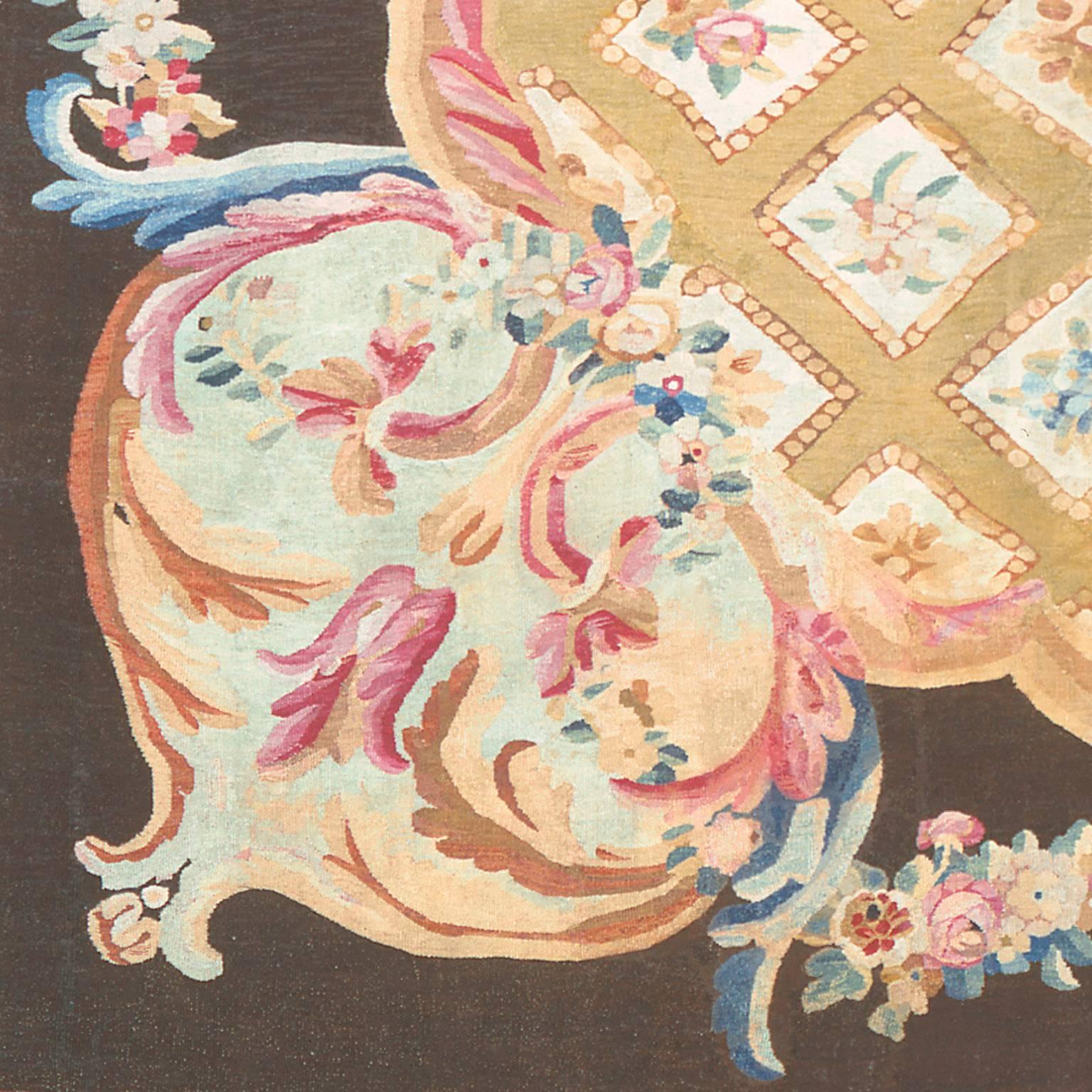 Mid-18th Century Aubusson Carpet In Fair Condition For Sale In New York, NY