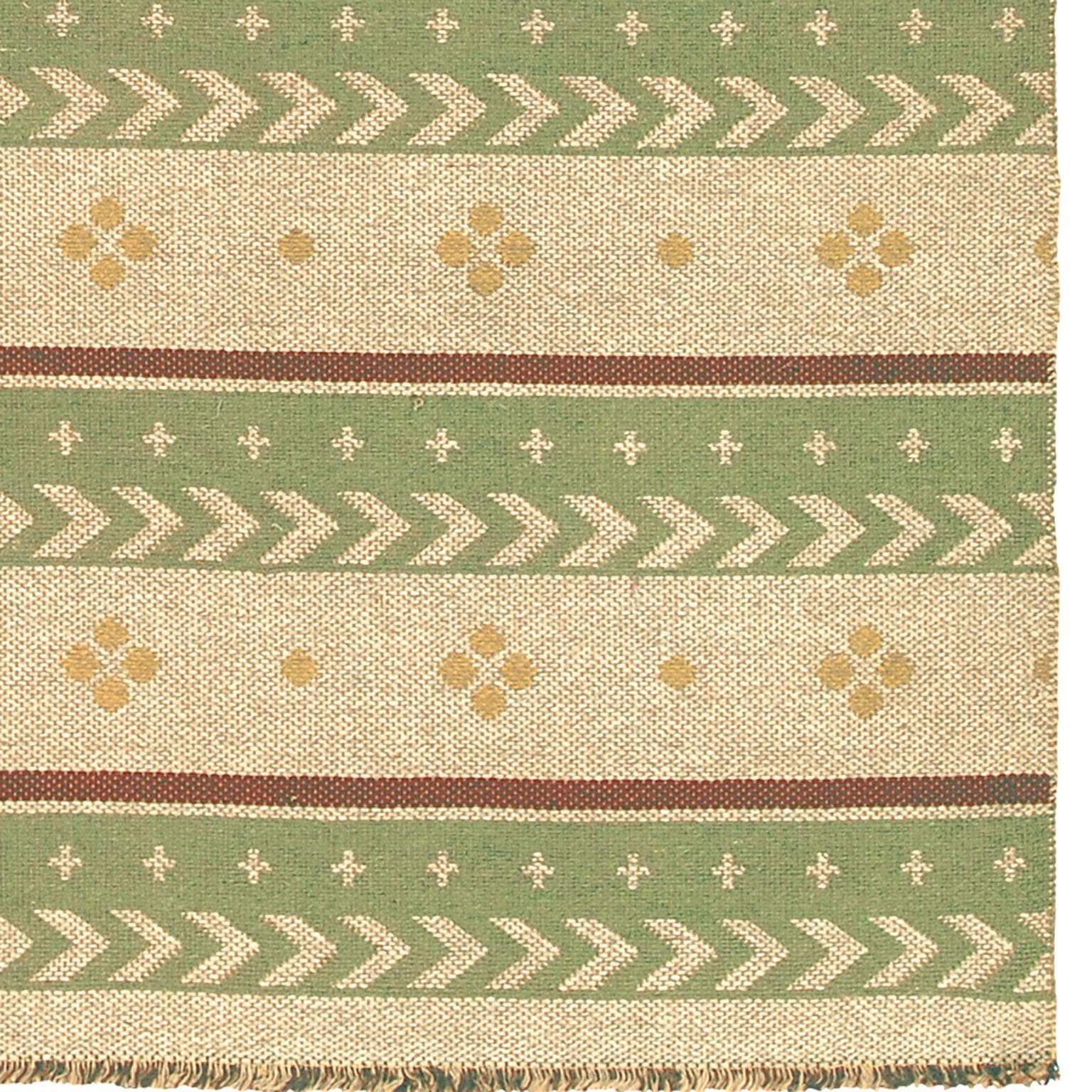 Wool Mid-20th Century Swedish Flat-Weave Carpet For Sale