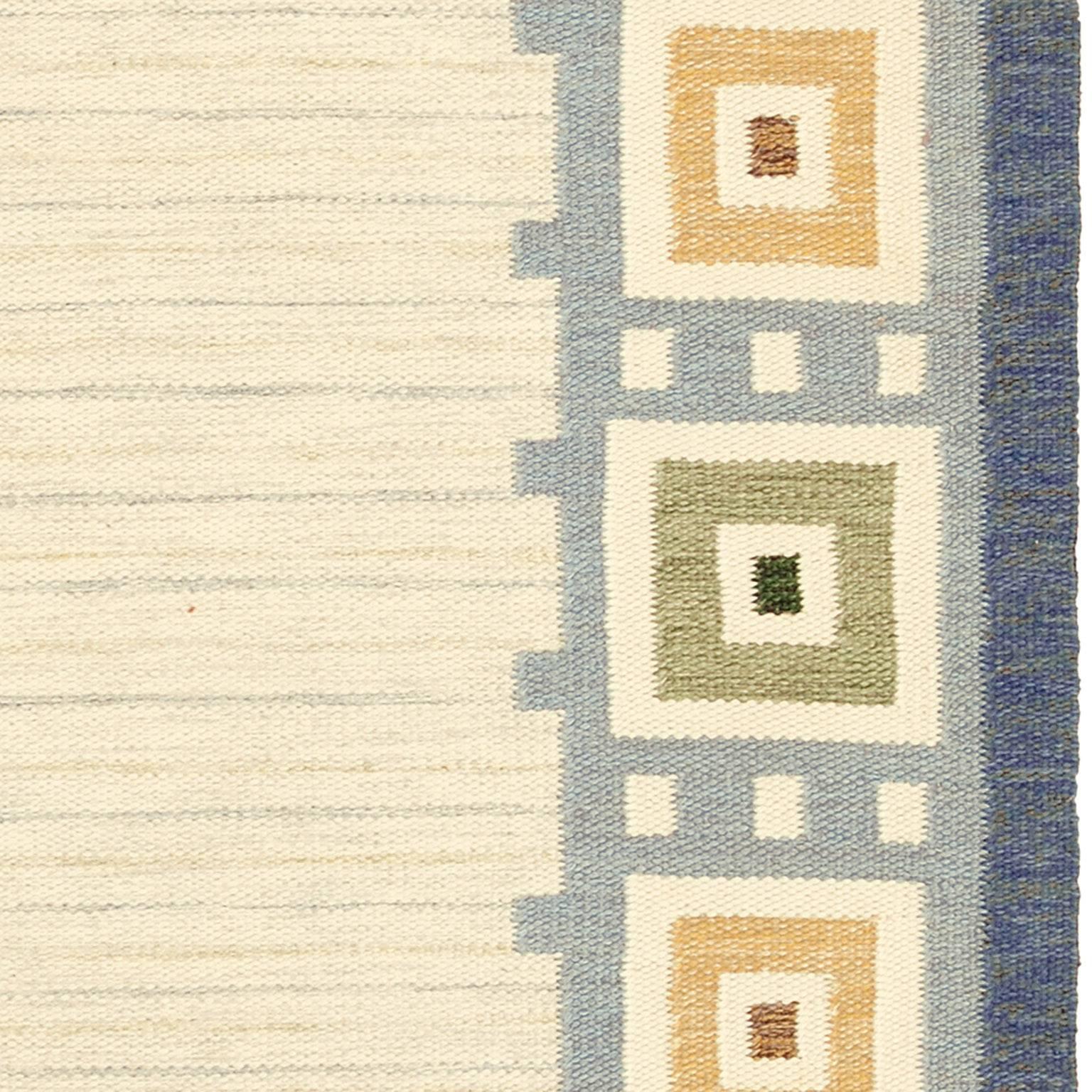 Hand-Woven 20th Century Swedish Flat-Weave Carpet For Sale