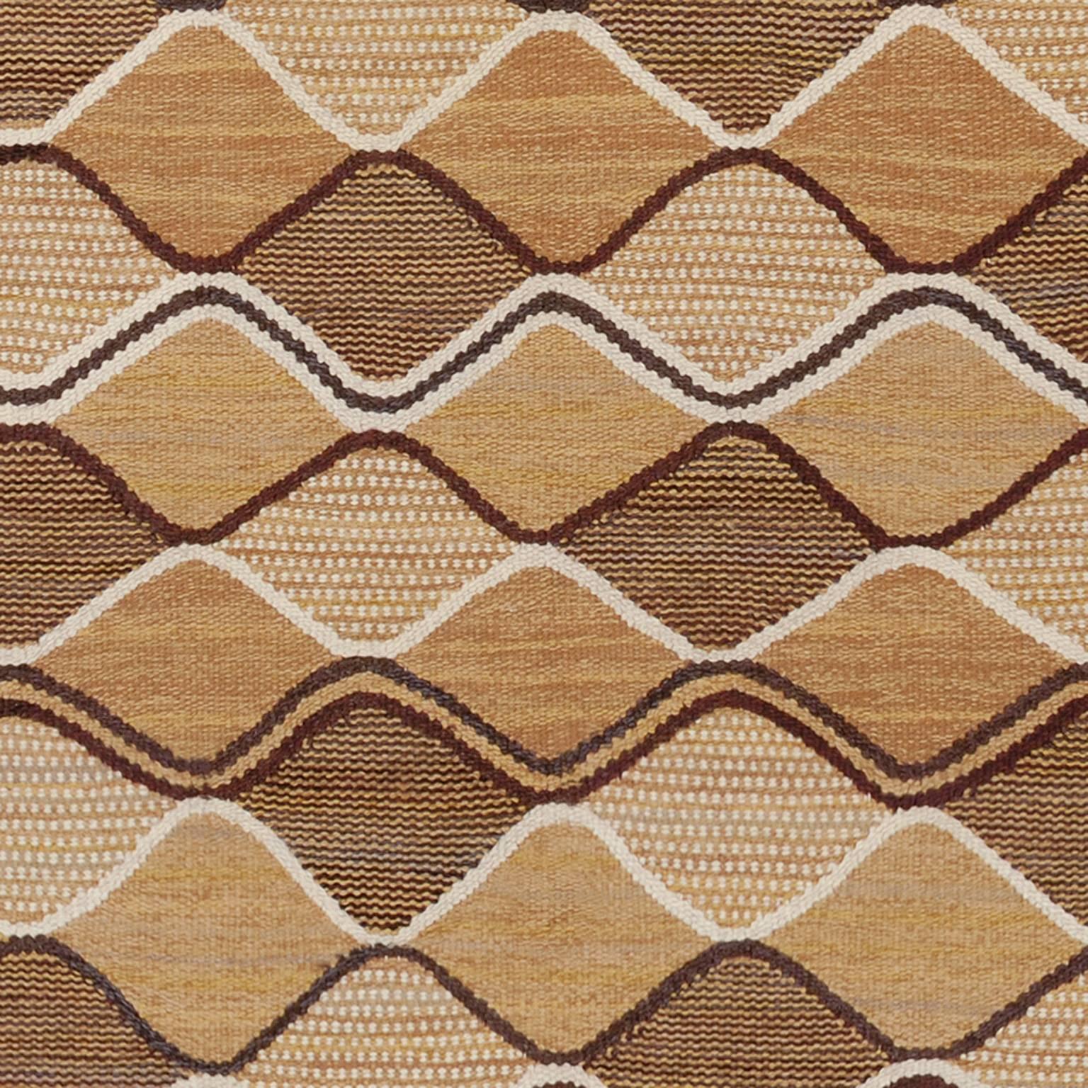 Wool Mid-20th Century Swedish Flat-Weave Carpet For Sale