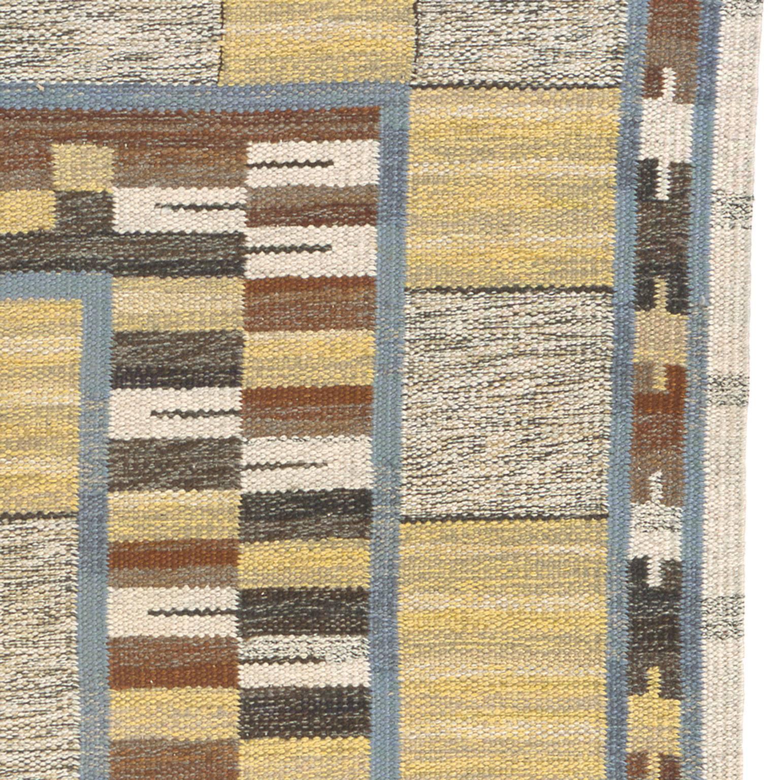 Wool Mid-20th Century Swedish Flat Weave Carpet For Sale