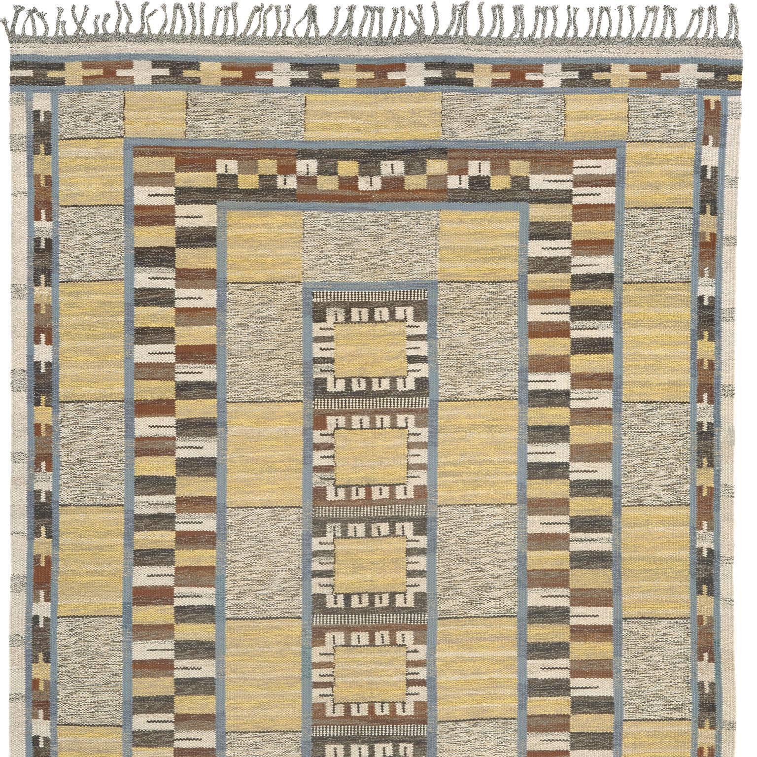 Mid-20th Century Swedish Flat Weave Carpet For Sale 1
