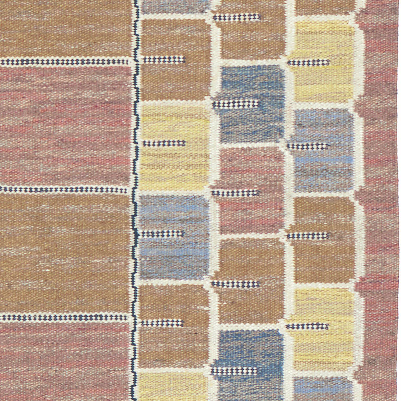 Wool Mid-20th Century Swedish Flat-Weave Carpet by AB Märta Måås-Fjetterström For Sale