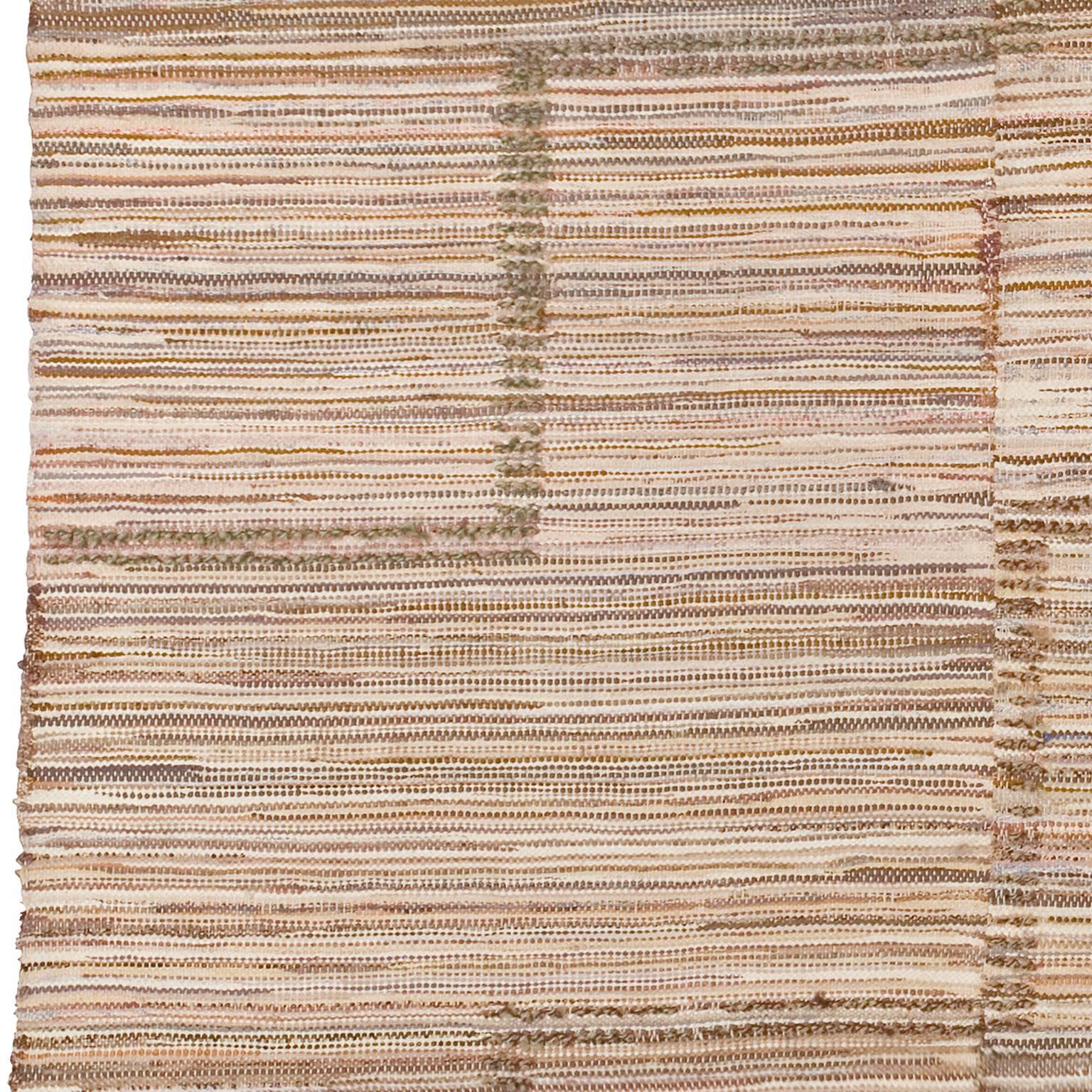 Cotton Mid-20th Century Swedish Flat-Weave Carpet For Sale