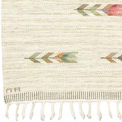 Early 20th Century Ivory Beige Swedish Flatweave Carpet