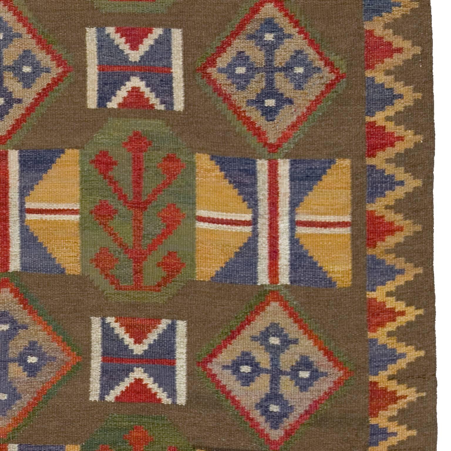 Wool Mid-20th Century Swedish Flat Carpet For Sale