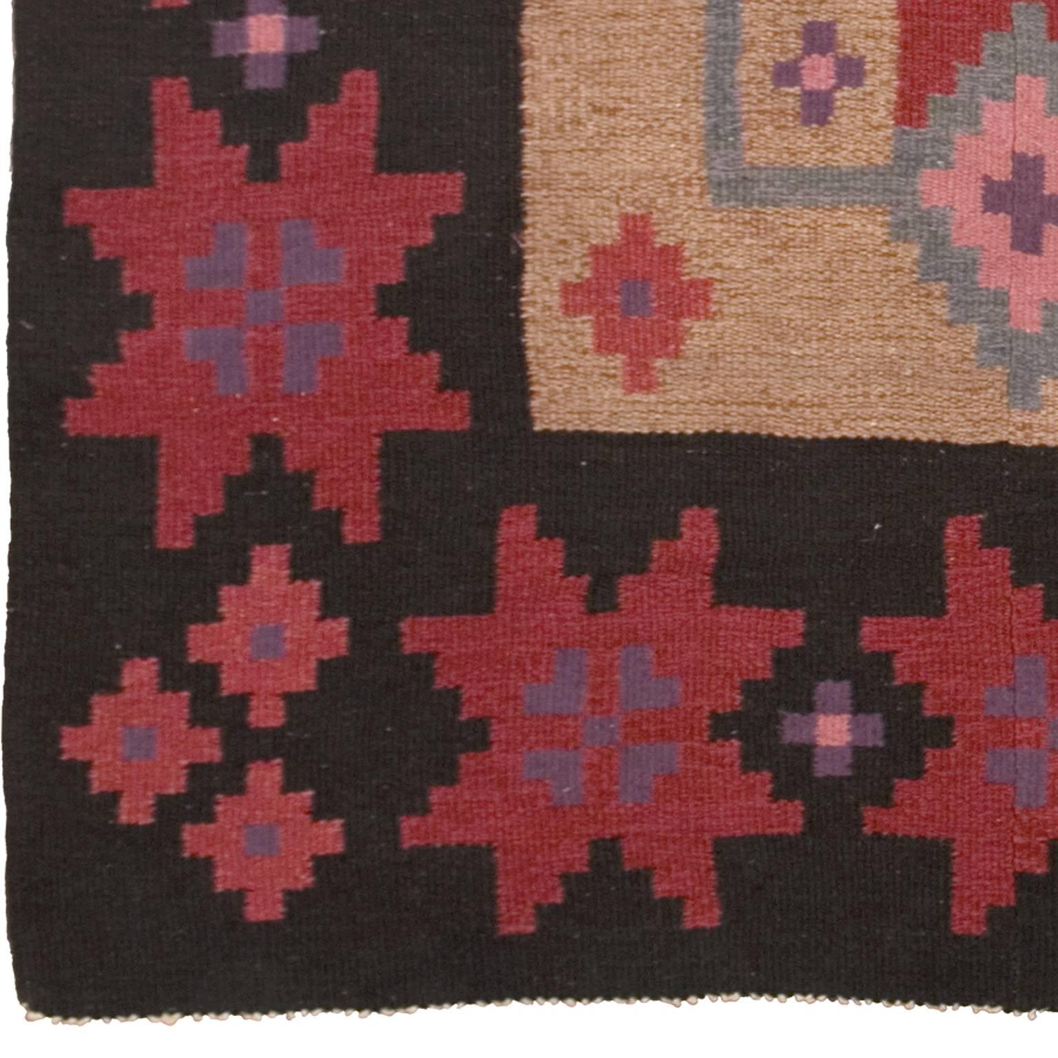 20th century Swedish flat-weave carpet.