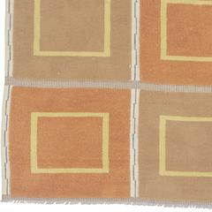 Mid-20th Century Geometric Terracotta Swedish Pile Rug
