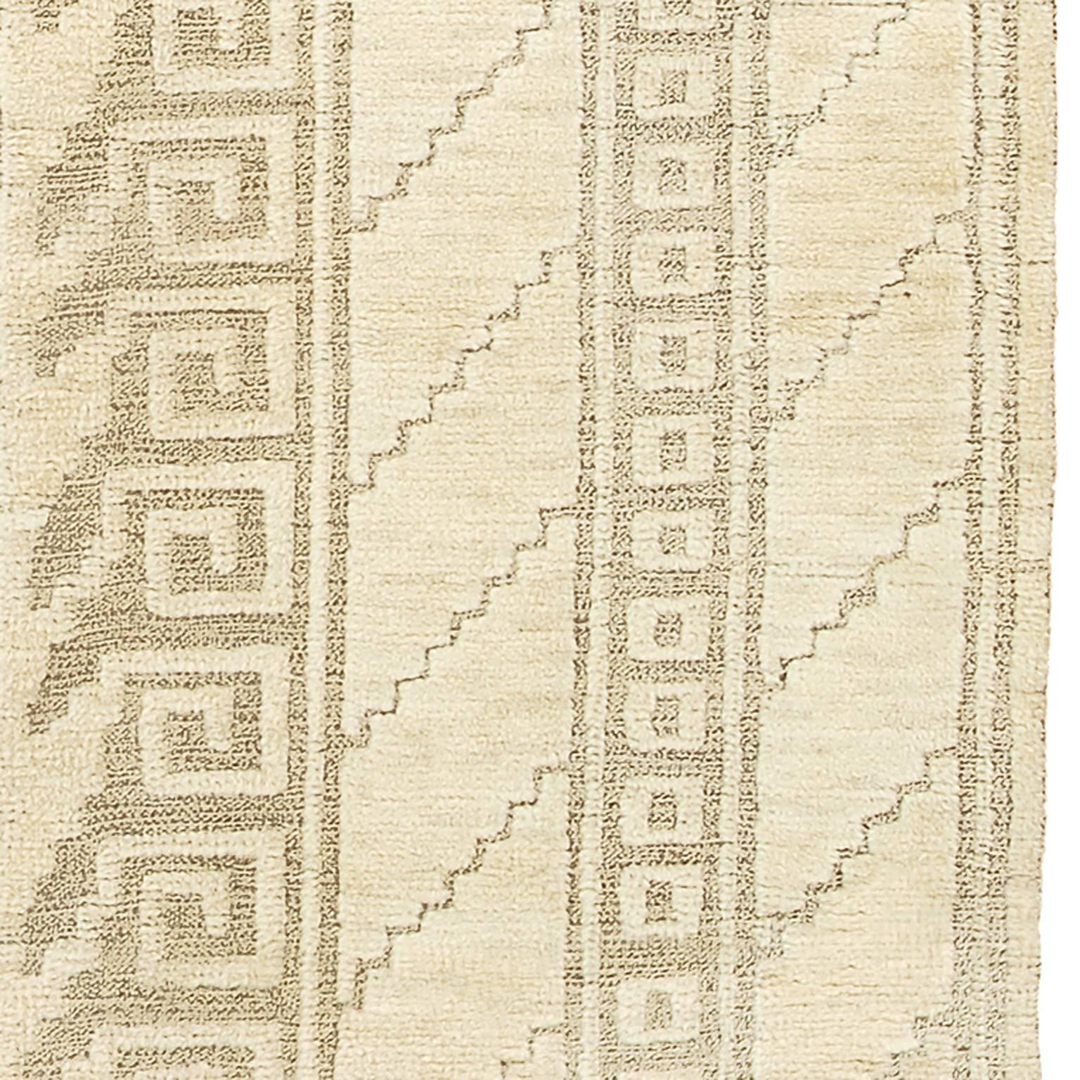 Hand-Woven Marta Maas-Fjetterström 'White Pointed Arch', Sweden, 1940s For Sale
