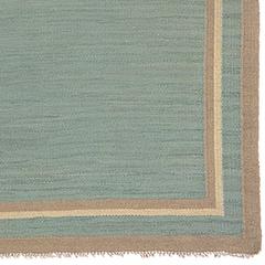 Tapis suédois à tissage plat vert « Open Field », milieu du XXe siècle