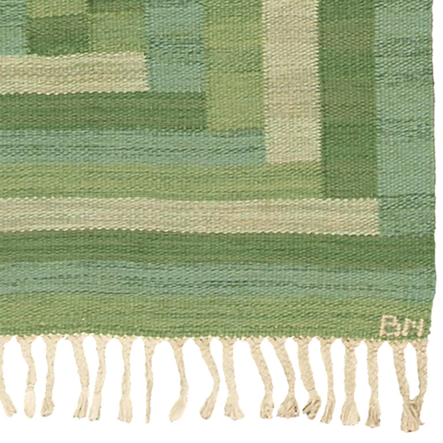 Hand-Woven Late 20th Century Swedish Flat-Weave Carpet For Sale