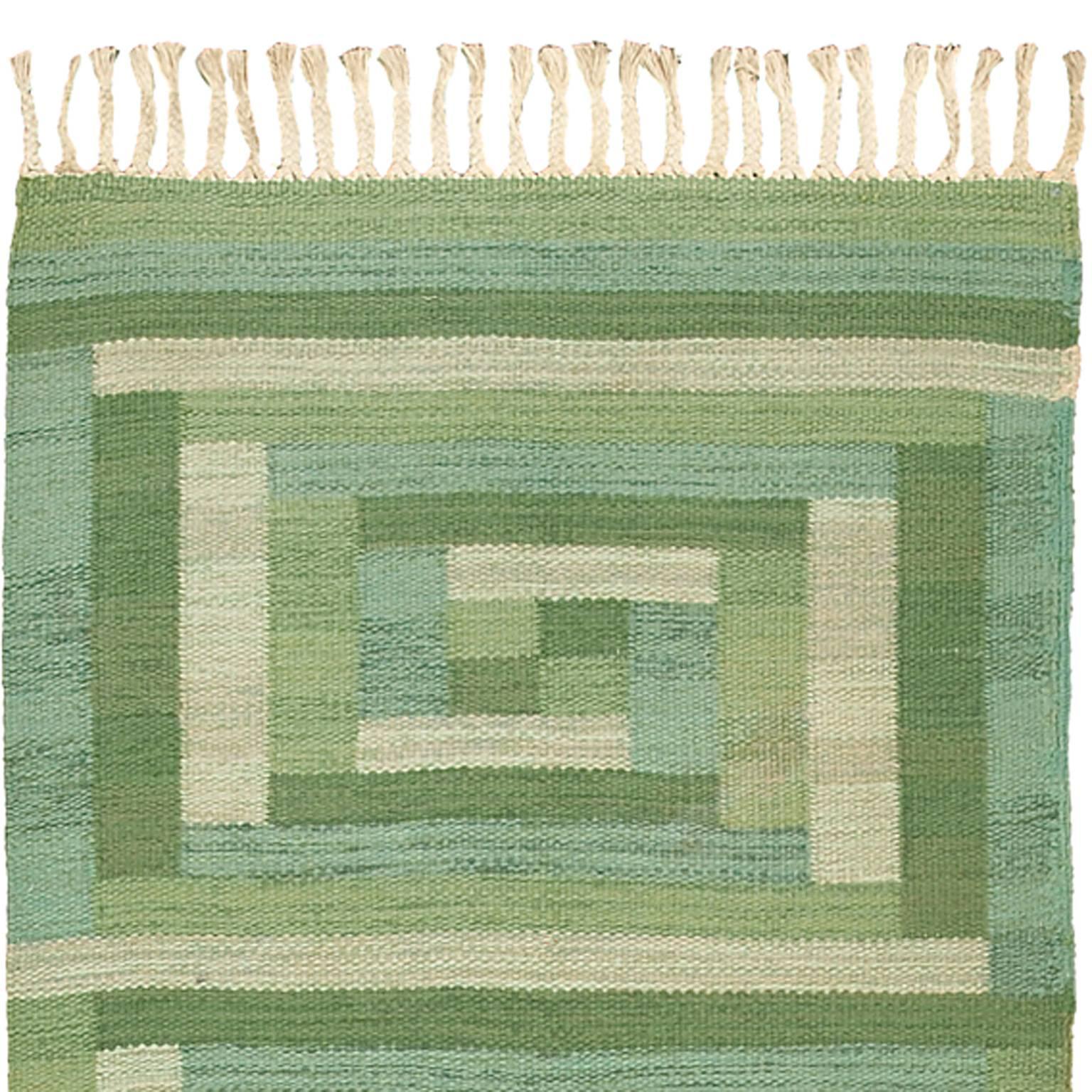 Wool Late 20th Century Swedish Flat-Weave Carpet For Sale