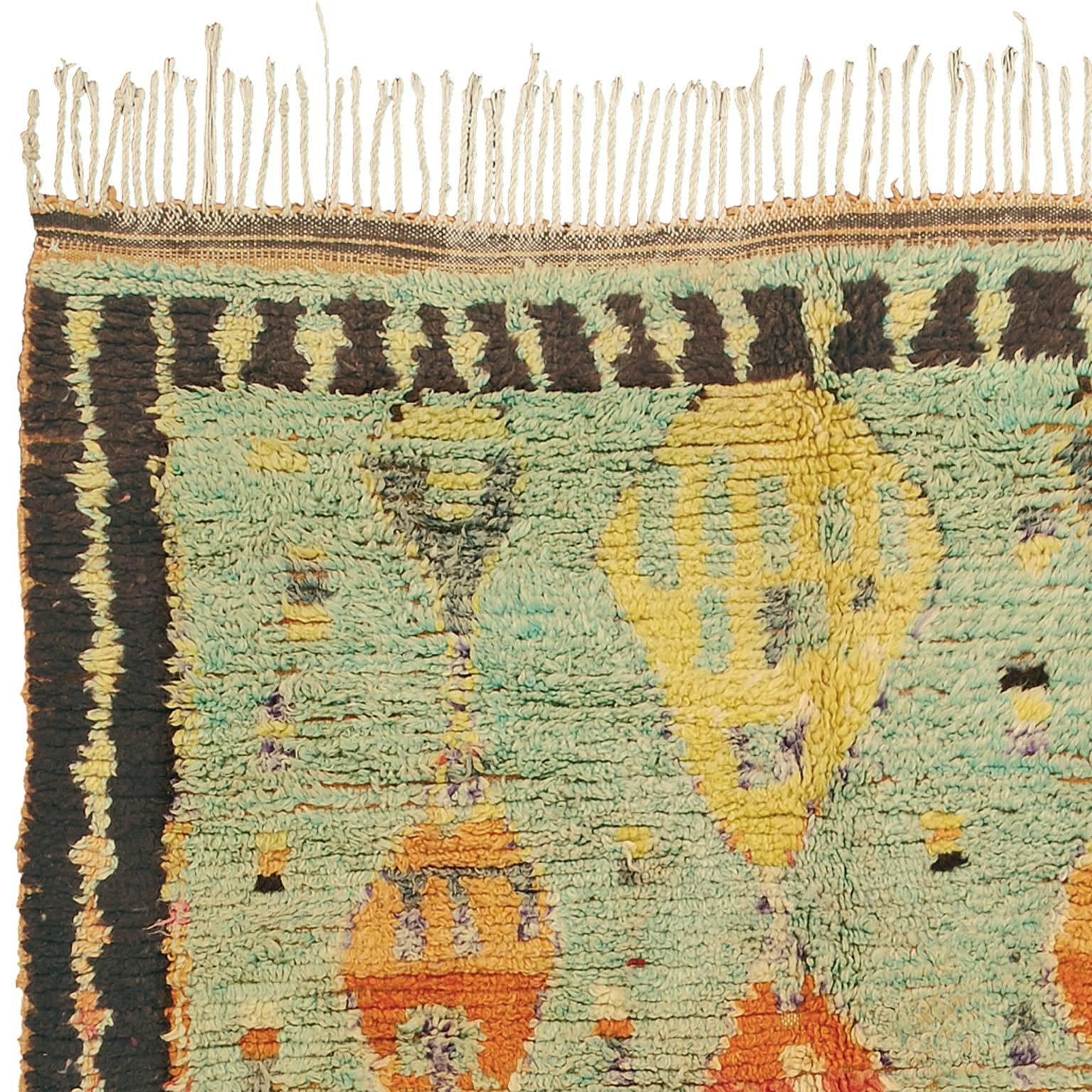 Hand-Woven Mid-20th Century Moroccan 'Boujad' Carpet For Sale