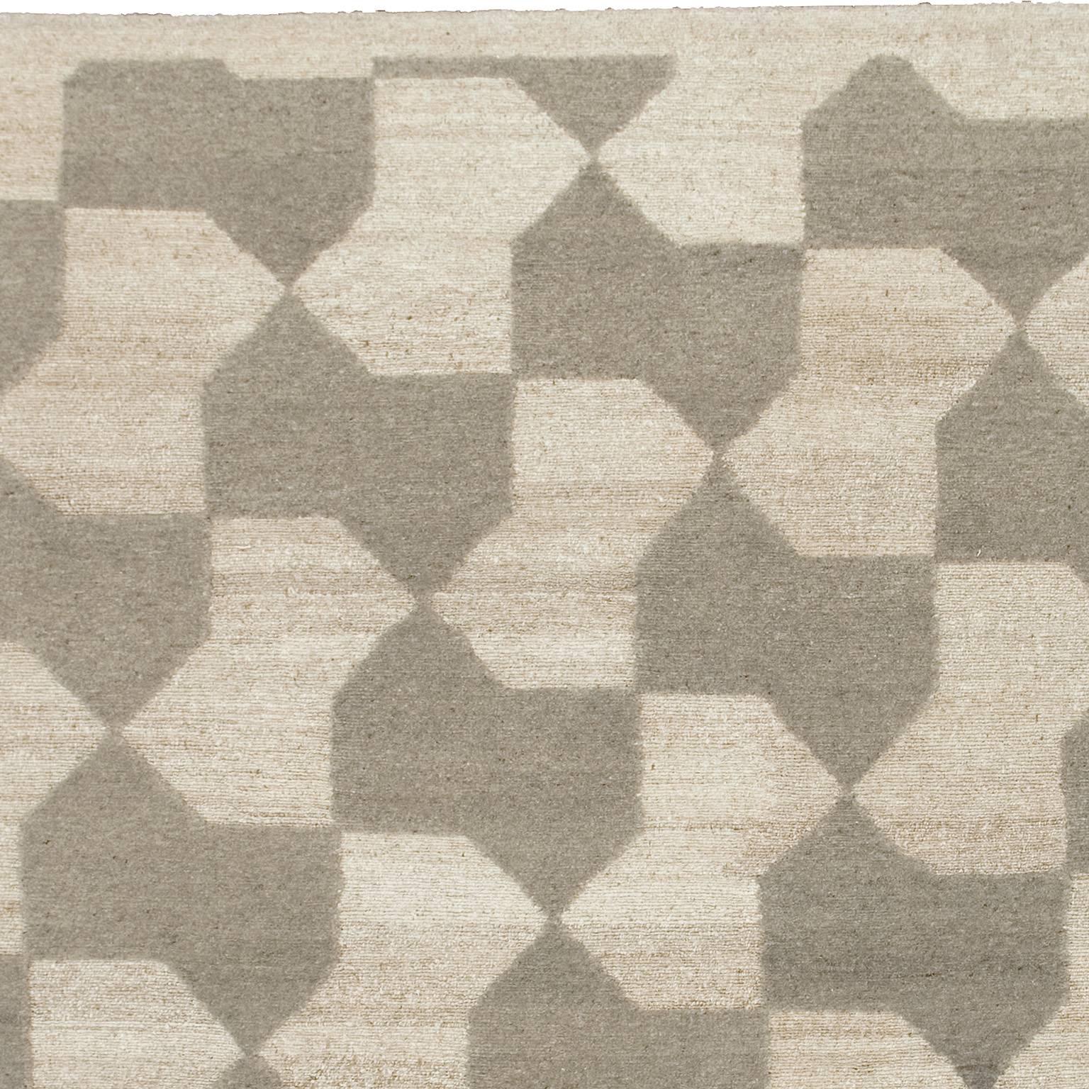 Hand-Knotted Contemporary 'Bow Tie' Carpet