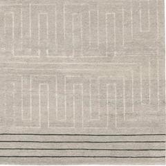 Contemporary 'Marion II' Grey Tibetan Wool and Silk Carpet