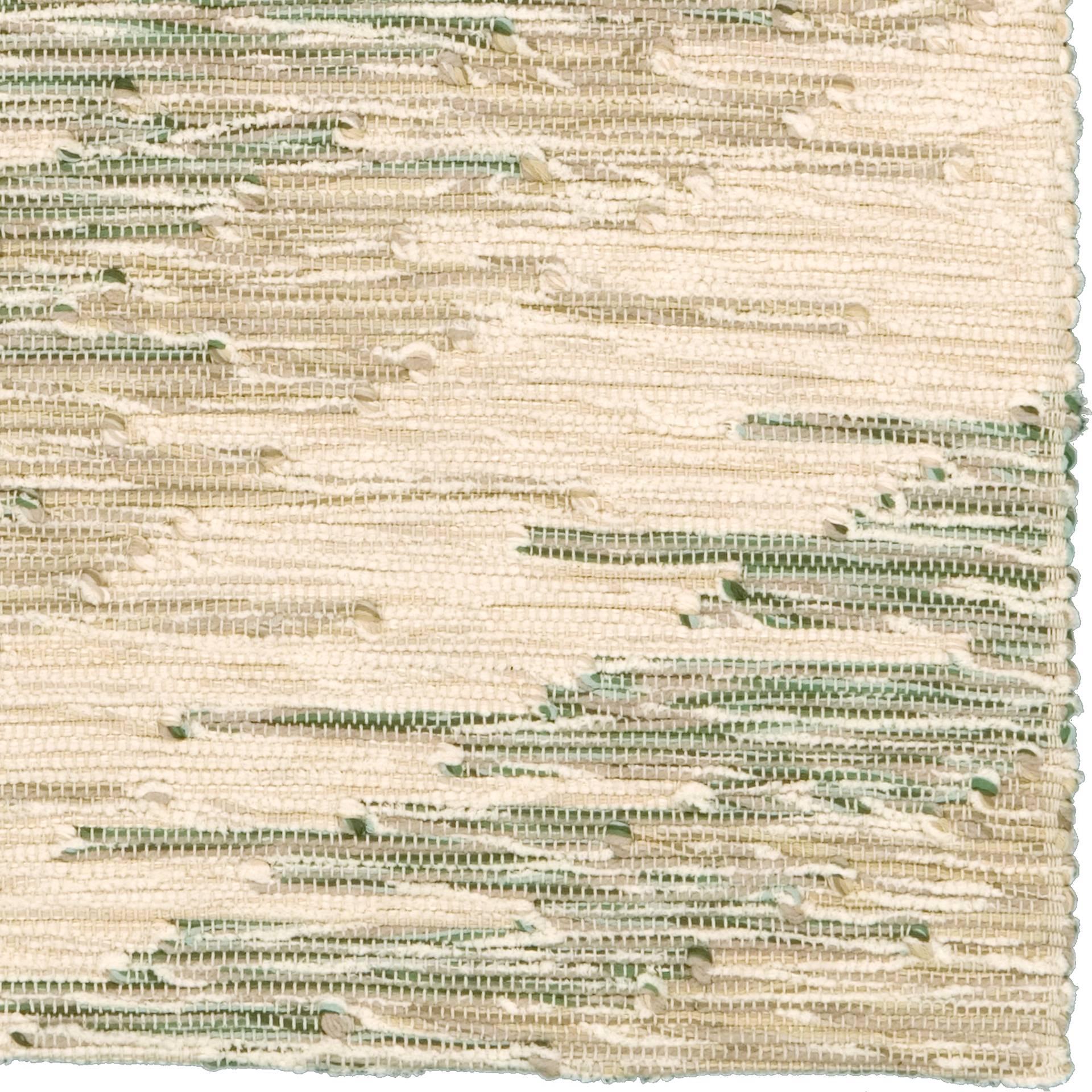 Contemporary Italian 'Intreccio Diagonale' Carpet,
handwoven rug,
Italy, 
circa 2015.
100% cotton.
Beige and green.
Available in custom sizes and colors.