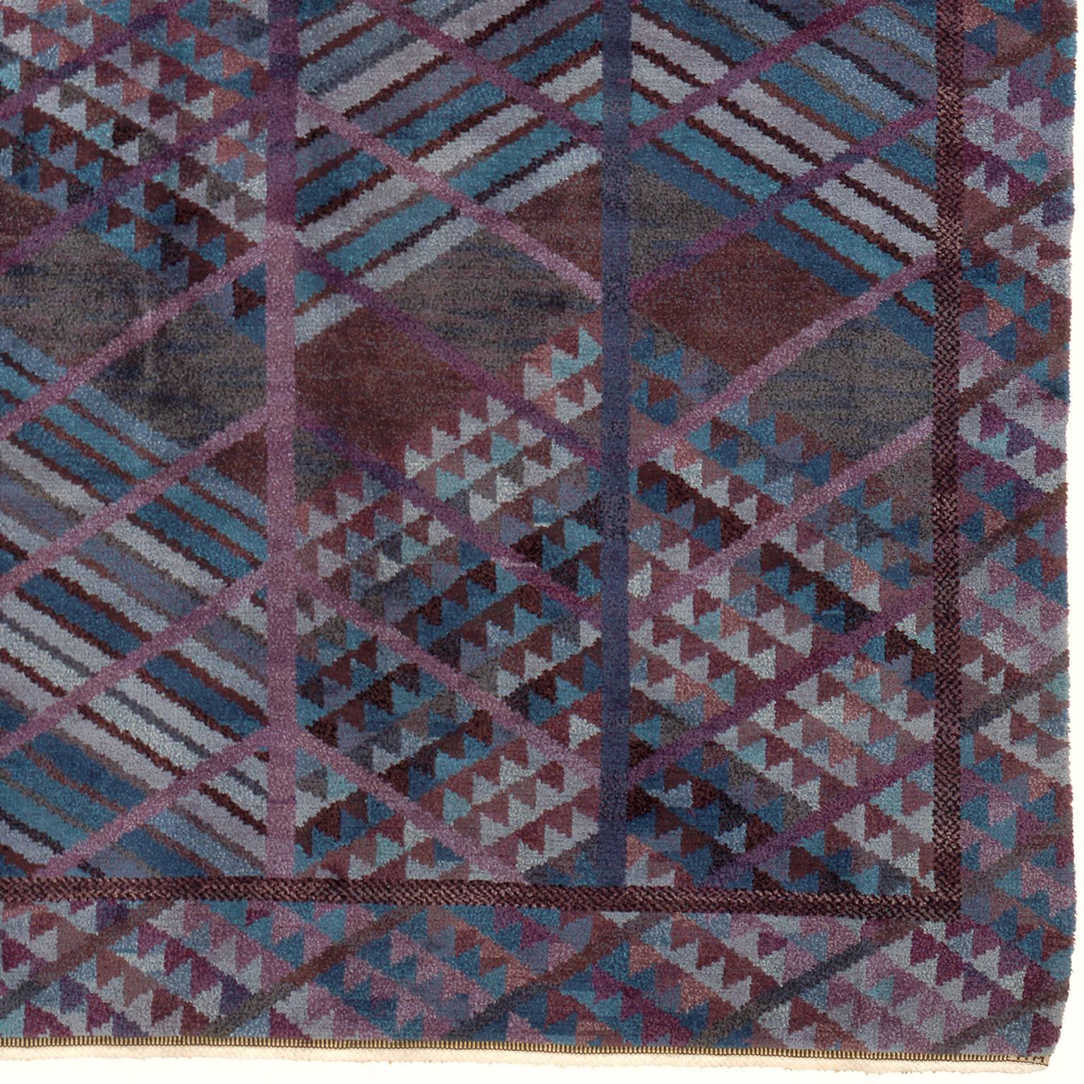 Swedish pile carpet by Marianne Richter, "Blue Forest"
Sweden, circa 1954
Initialed: AB MMF MR (AB Märta Måås-Fjetterström, Marianne Richter) 
Materials: 100% wool woven on a linen foundation.
 