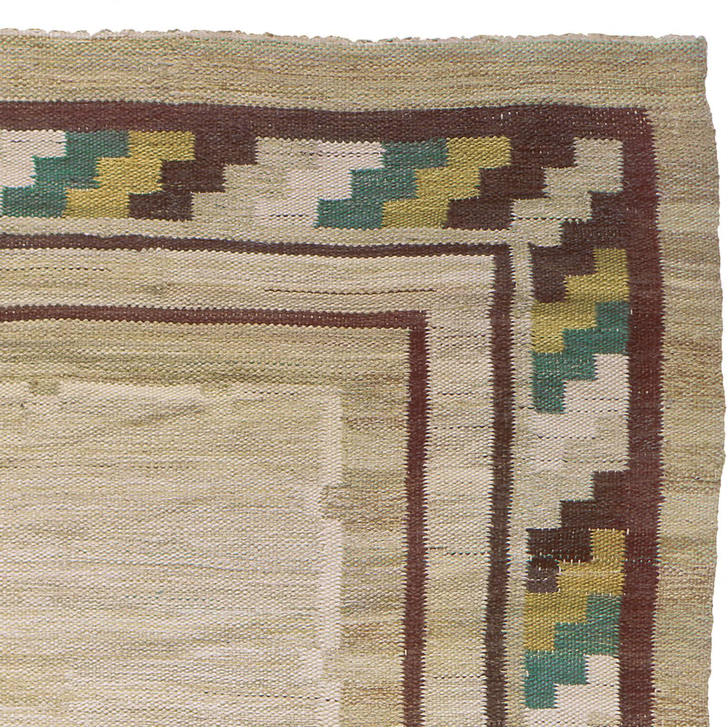 Scandinavian Modern 20th Century Swedish Flat-Weave Carpet For Sale
