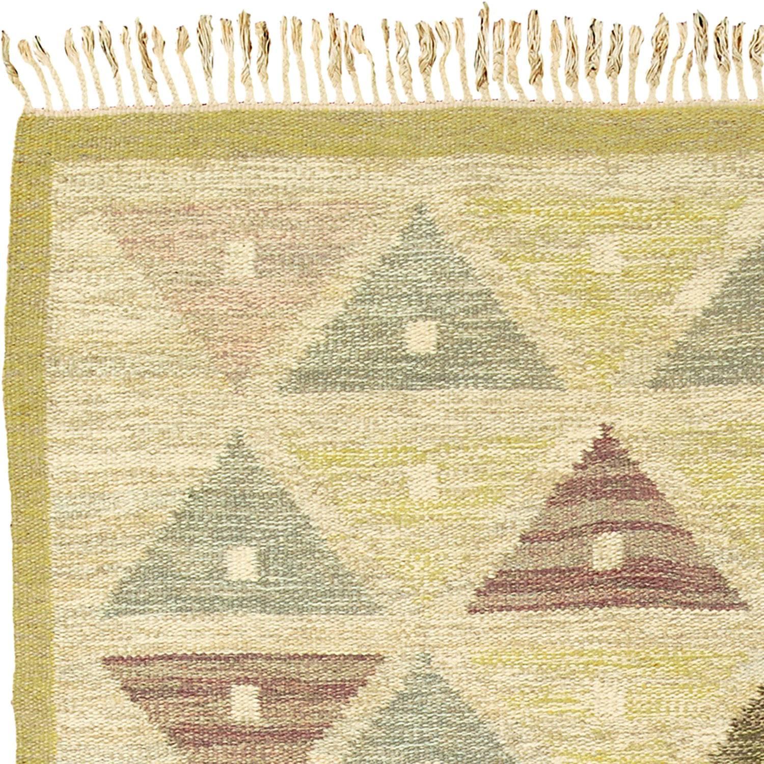 Mid-20th century Swedish flat-weave carpet initialed 