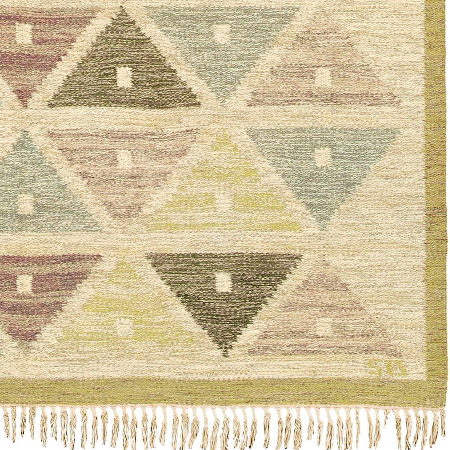 Scandinavian Modern Mid-20th Century Swedish Flat-Weave Carpet by Sigvard Bernadotte For Sale