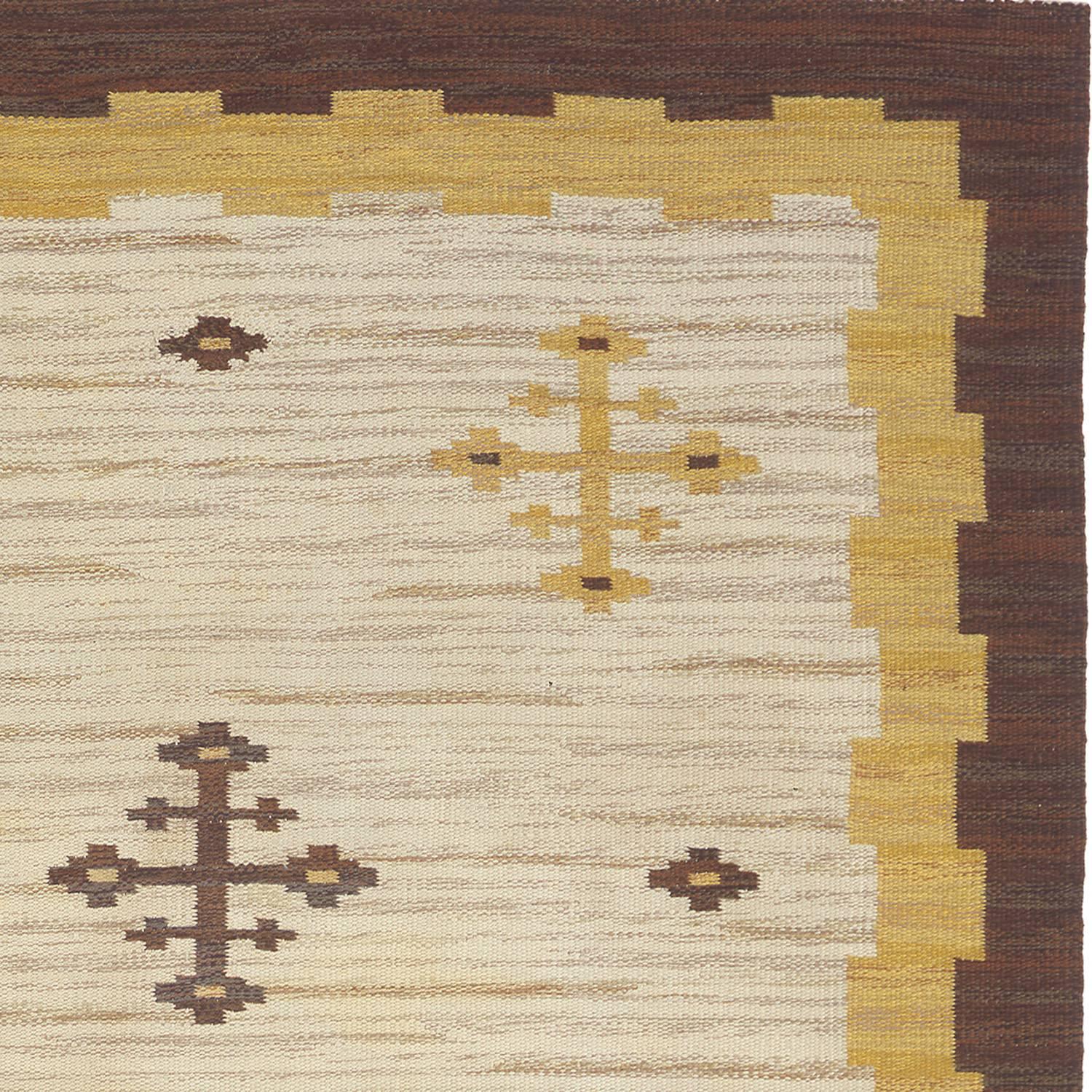 Early-20th century Swedish flat-weave carpet, initialed 