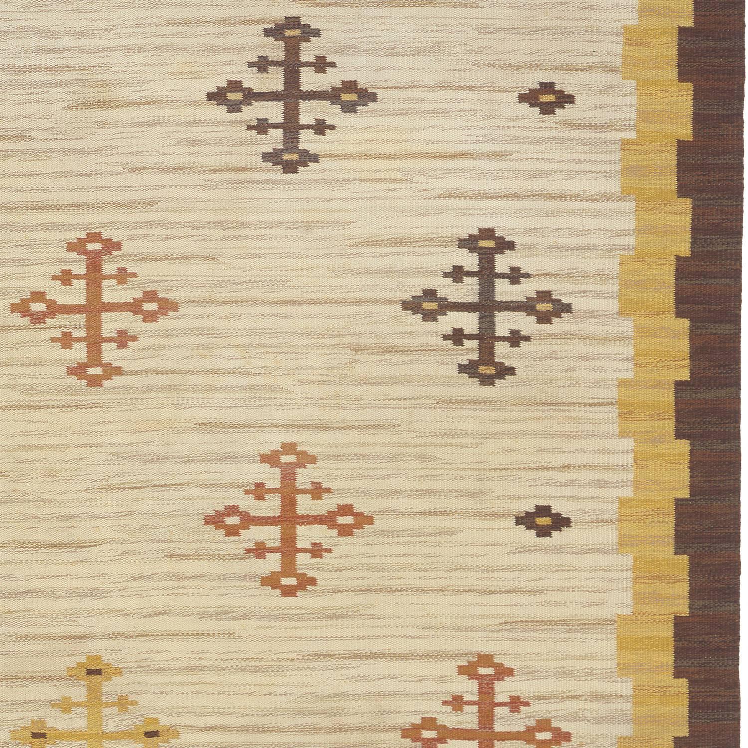 Scandinavian Modern Early-20th Century Swedish Flat-Weave Carpet For Sale