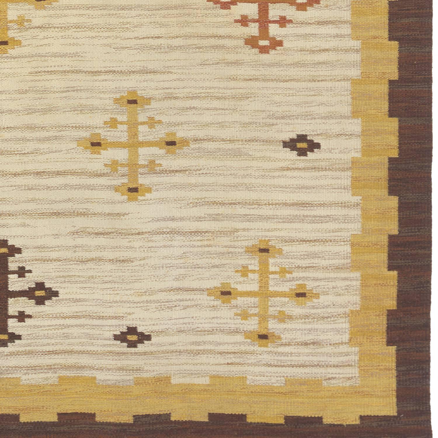 Hand-Woven Early-20th Century Swedish Flat-Weave Carpet For Sale