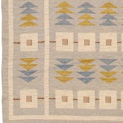 Mid-20th Century Gray Geometric Swedish Flatweave Carpet