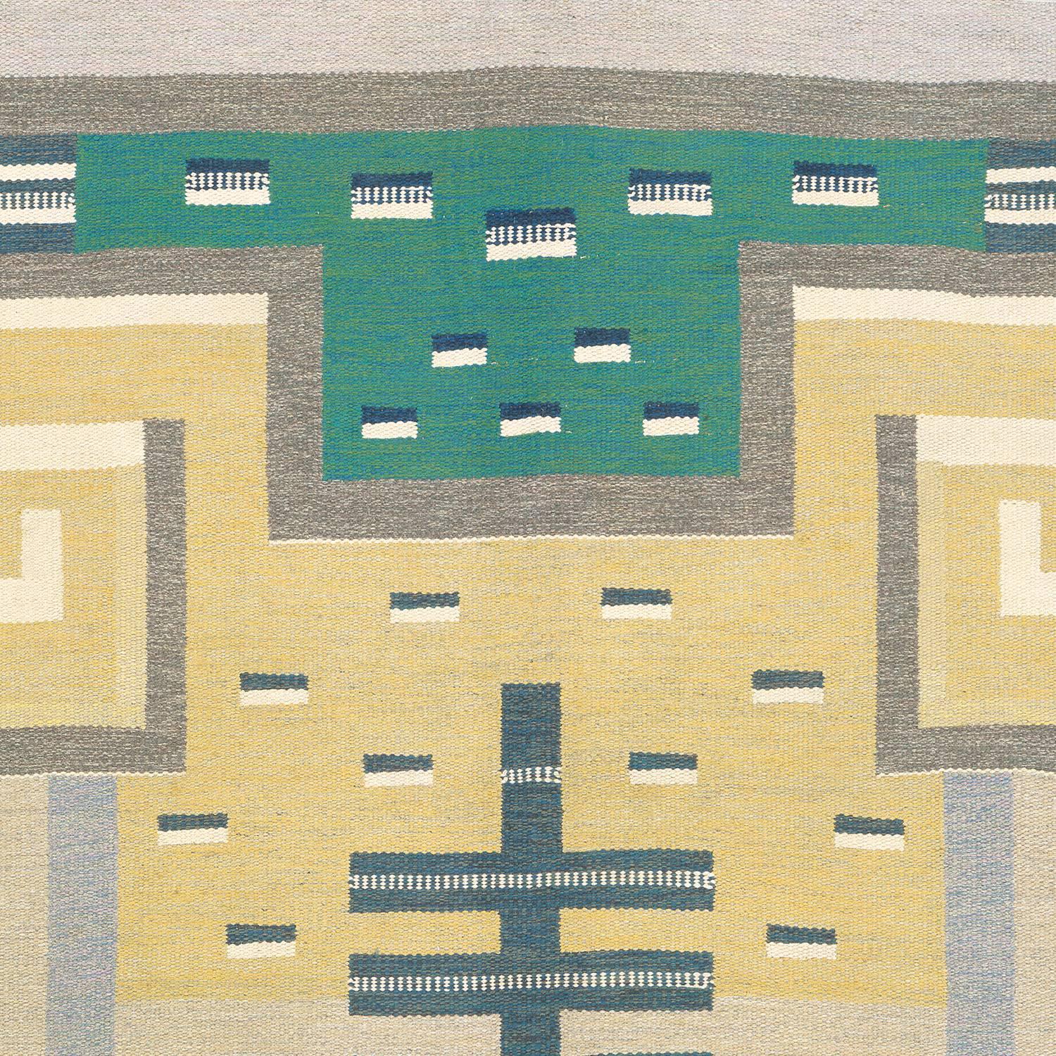 Scandinavian Modern 20th Century Swedish Flat-Weave Carpet by Agda Osterberg For Sale