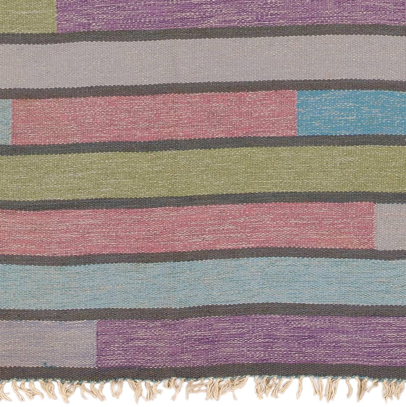 Scandinavian Modern 20th Century Swedish Flat-Weave Carpet by Ingrid Hellman-Knafve For Sale