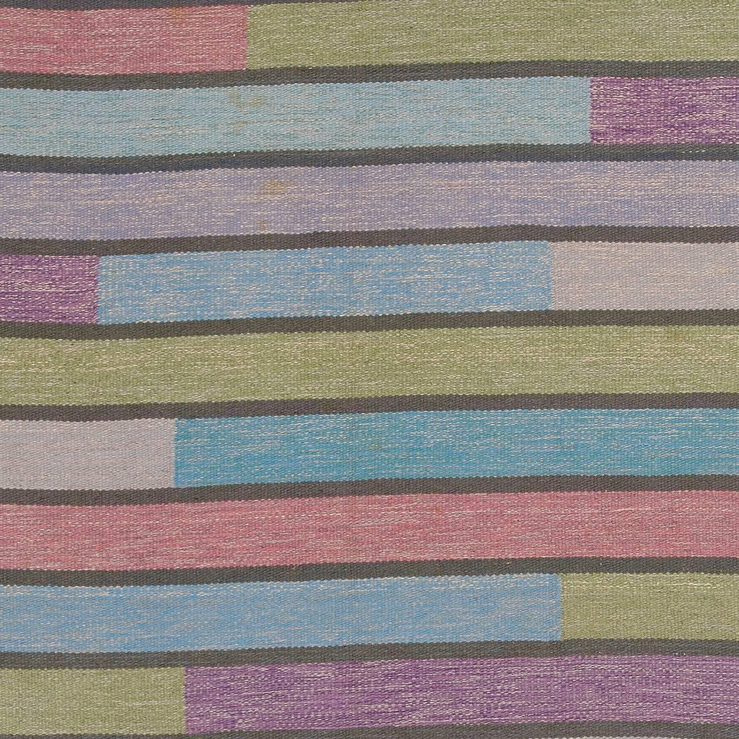 Hand-Woven 20th Century Swedish Flat-Weave Carpet by Ingrid Hellman-Knafve For Sale