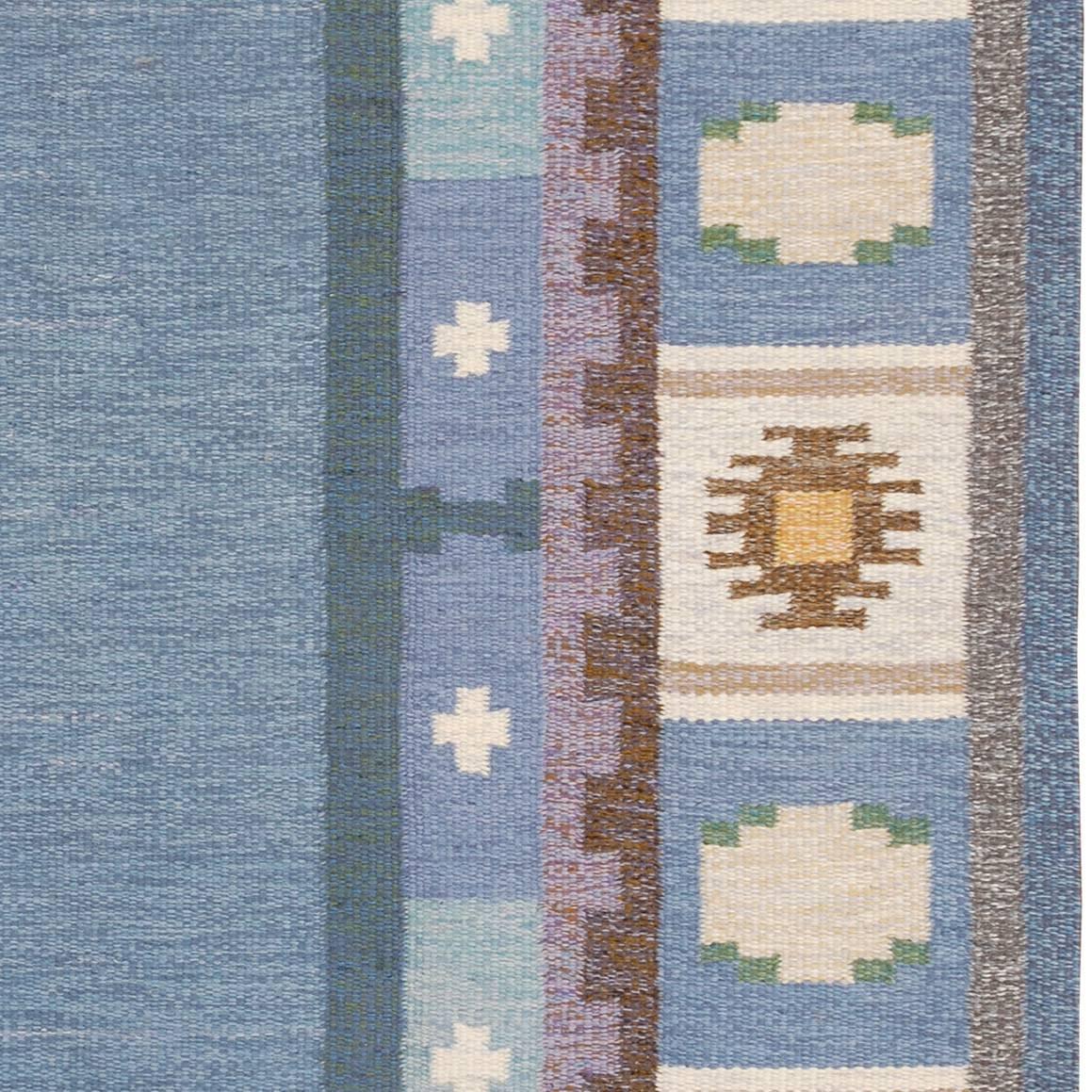 20th century Swedish flat-weave carpet, initialed 