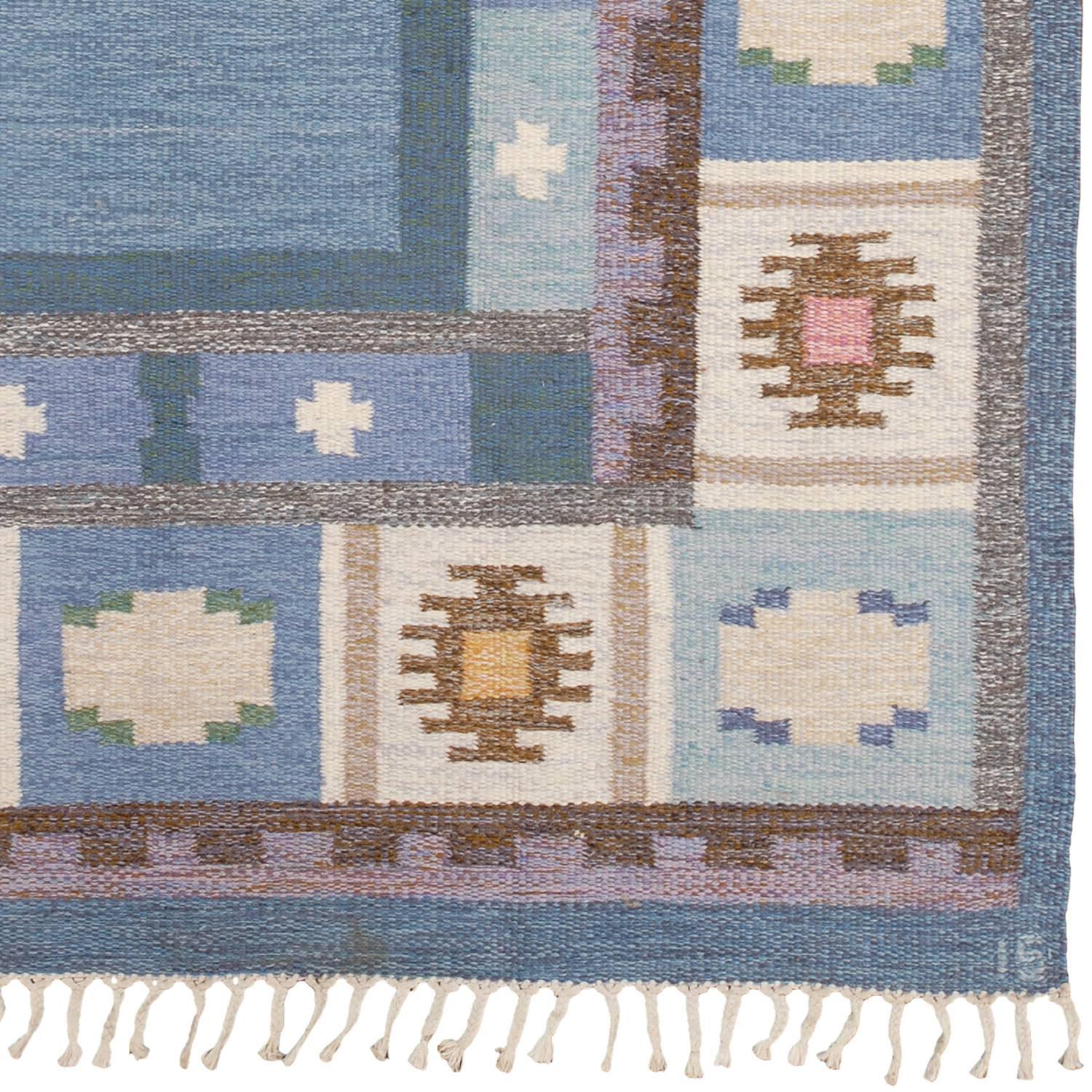 Scandinavian Modern 20th Century Swedish Flat-Weave Carpet by Ingegerd Silow