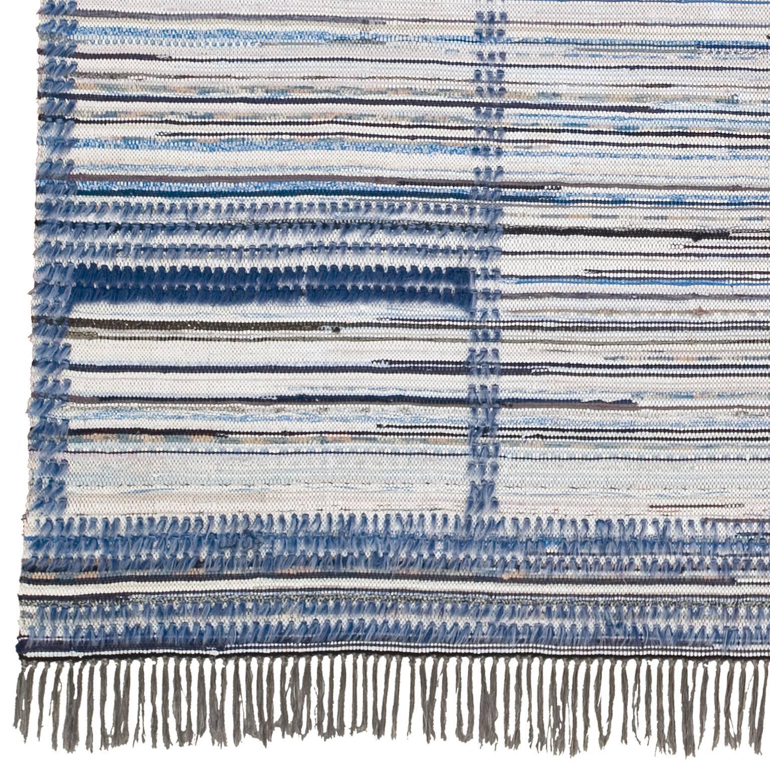Tappeto di pezza svedese vintage con design Rya.