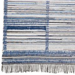 Vintage Swedish Rag Rug with Rya Design