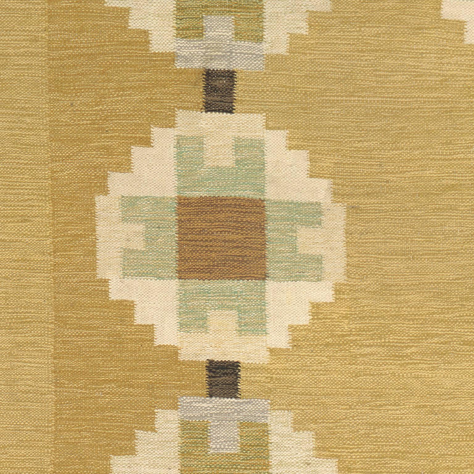 Hand-Woven Mid 20th Century Swedish Flat-Weave Carpet For Sale