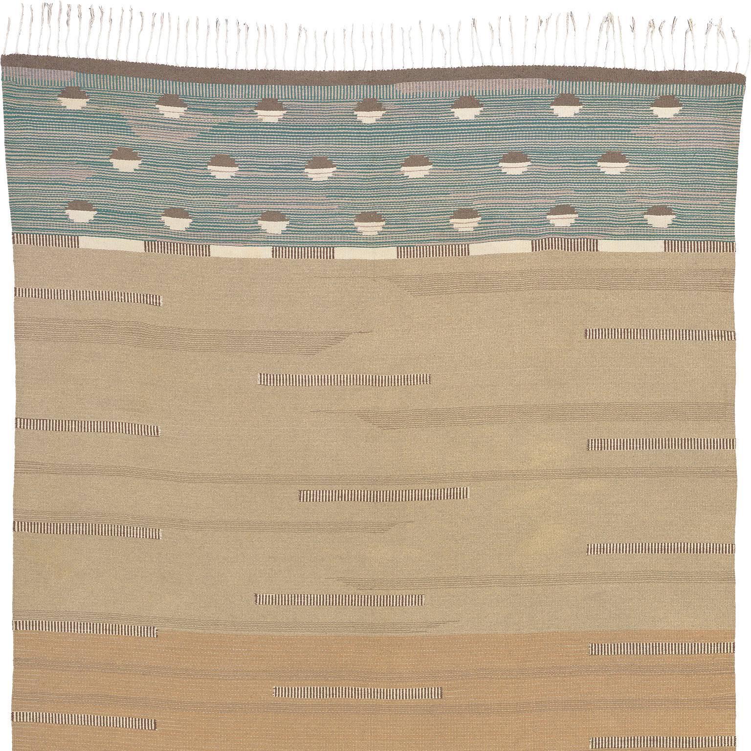 Wool 20th Century Finnish Flat-Weave Carpet For Sale