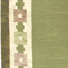 Mid-20th Century Geometric Green Swedish Flatweave Carpet