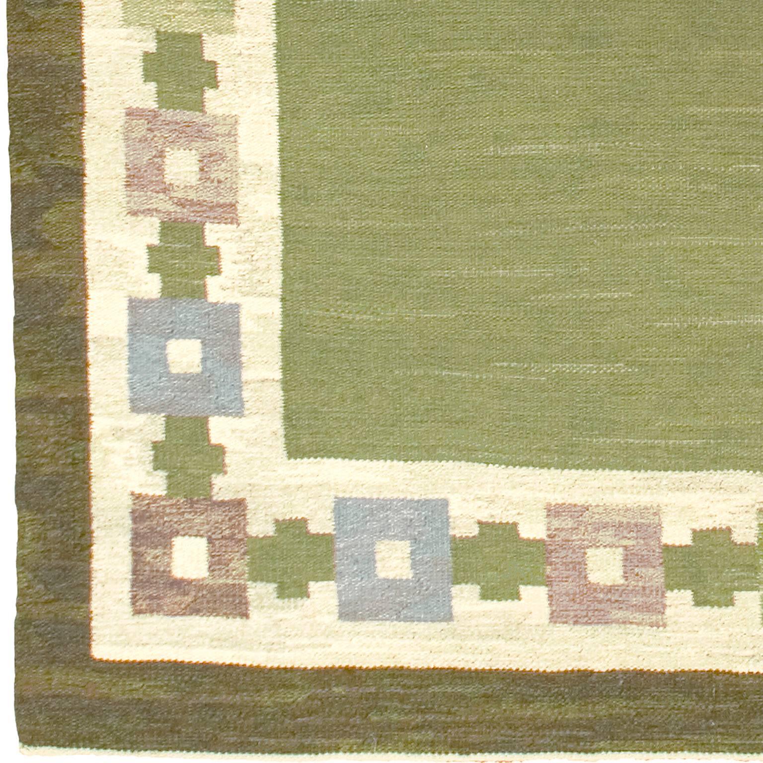 Wool Mid-20th Century Swedish Flat Weave Carpet For Sale