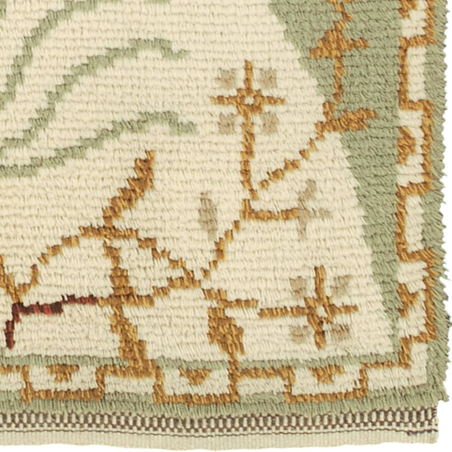 Wool 20th Century Swedish Rya Carpet For Sale