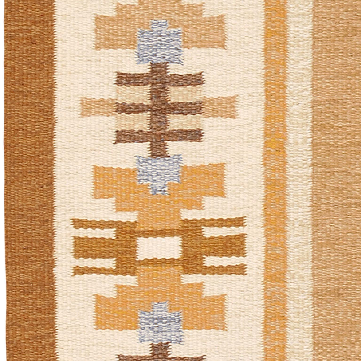 Scandinavian Modern Mid 20th Century Swedish Flat-Weave Carpet by Ingegerd Silow For Sale