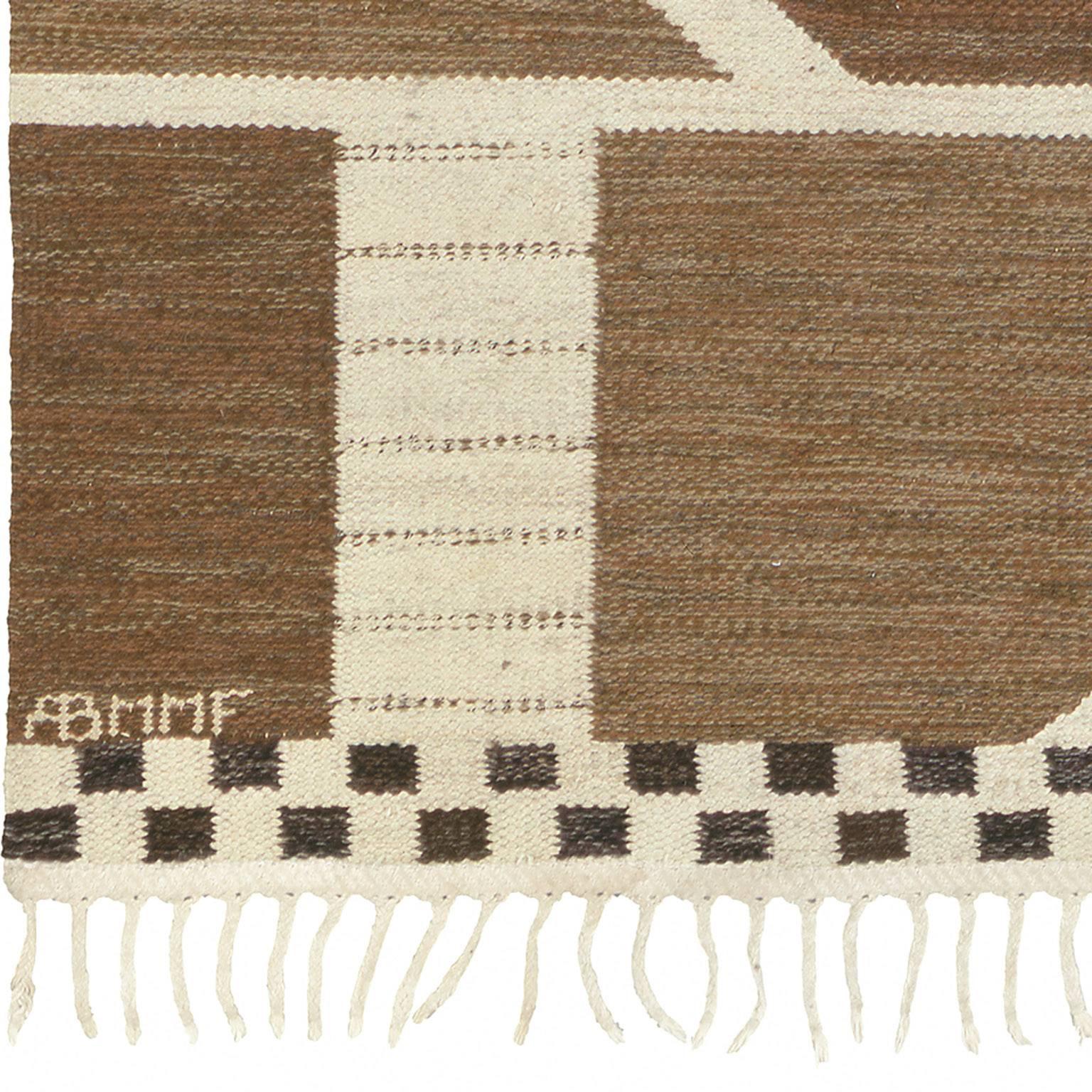 Swedish flat-weave, initialed: 
