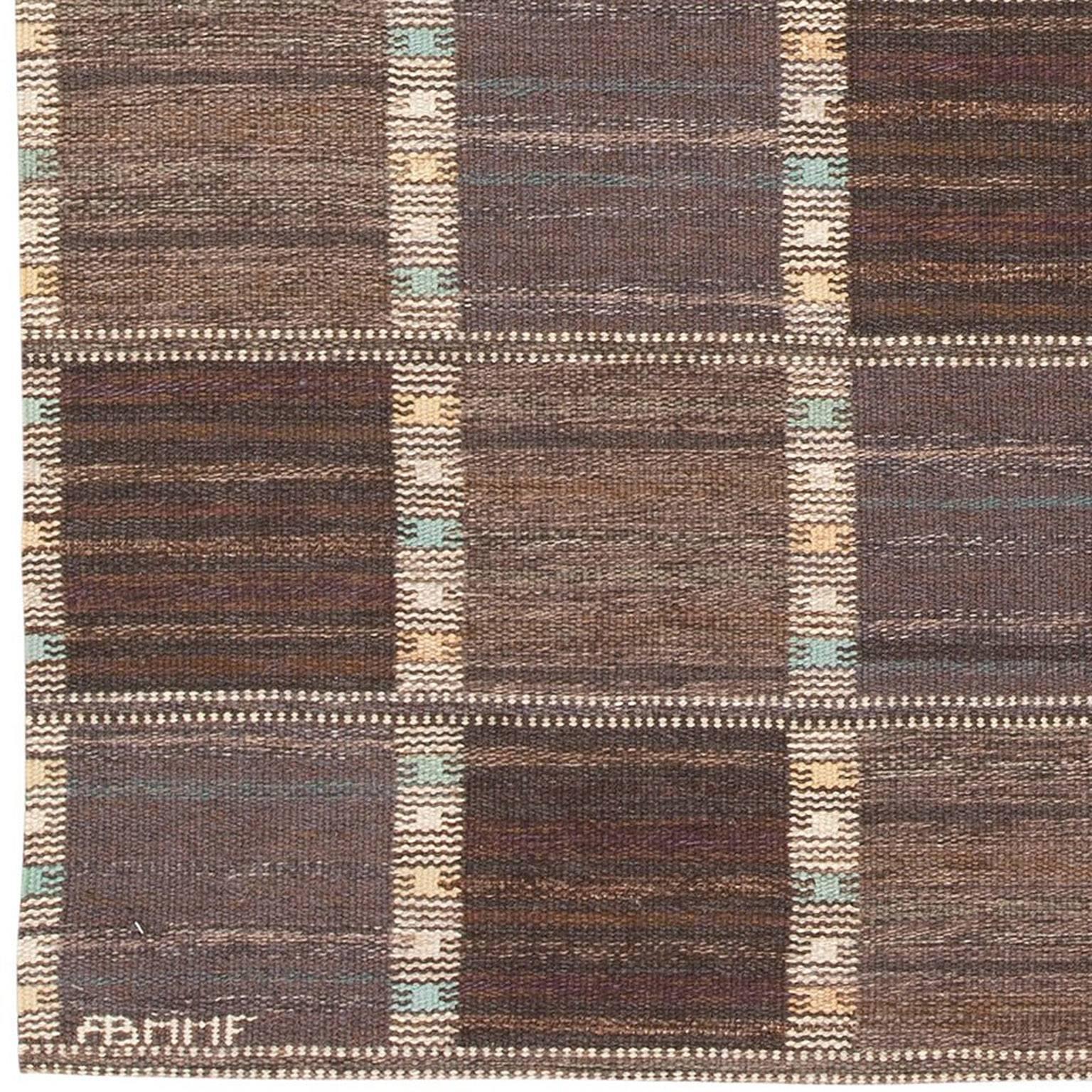 Wool Mid-20th Century Swedish Flat Weave Carpet, 