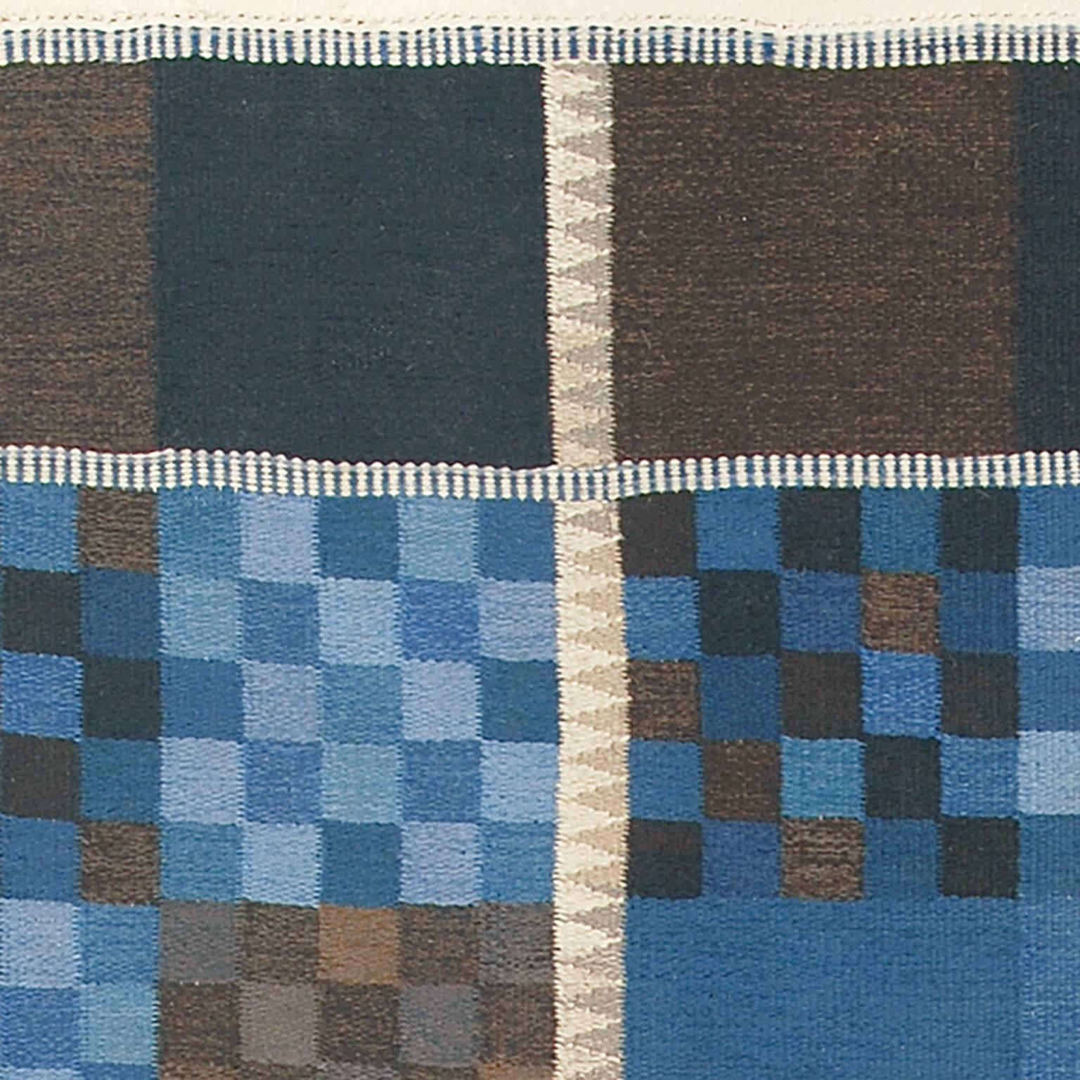 Swedish flat-weave carpet, initialed ID, KLH (Ingrid Dessau, Kristianstad Lans Hemslojd).
