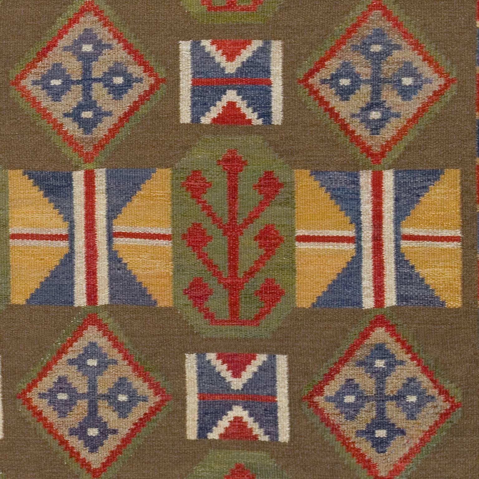 Mid-20th Century Swedish Flat Carpet In Good Condition For Sale In New York, NY